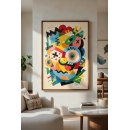 Abstract Color Explosion Face Art Print – Bold Modern Pop Art Illustration