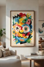 Abstract Color Explosion Face Art Print – Bold Modern Pop Art Illustration