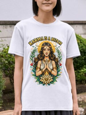 Karma Is a Bitch Divine Lotus Premium Cotton T-Shirt | Soft Unisex Graphic Tee