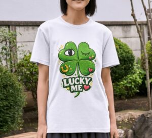 Lucky Me Clover – Cute Four Leaf Charm Unisex T-Shirt (100% Cotton) – Premium Graphic Tee