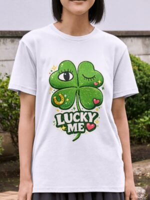 Lucky Me Clover – Cute Four Leaf Charm Unisex T-Shirt (100% Cotton) – Premium Graphic Tee