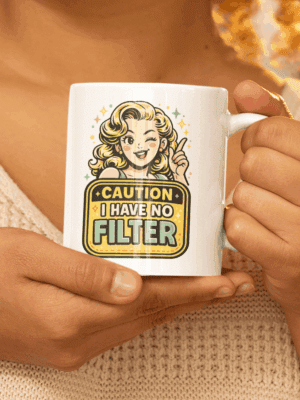 Caution I Have No Filter Mug – Bold Attitude Warning Cup
