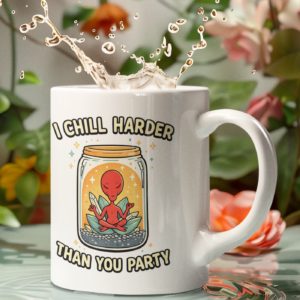 I Chill Harder Than You Party Alien Mug – Cosmic Humor Cup