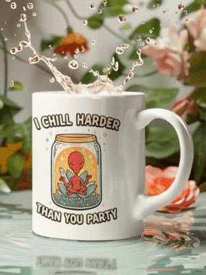 I Chill Harder Than You Party Alien Mug – Cosmic Humor Cup