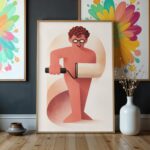 Modern Figurative Wall Art Print – Abstract Painter with Roller | Contemporary Minimalist Illustration