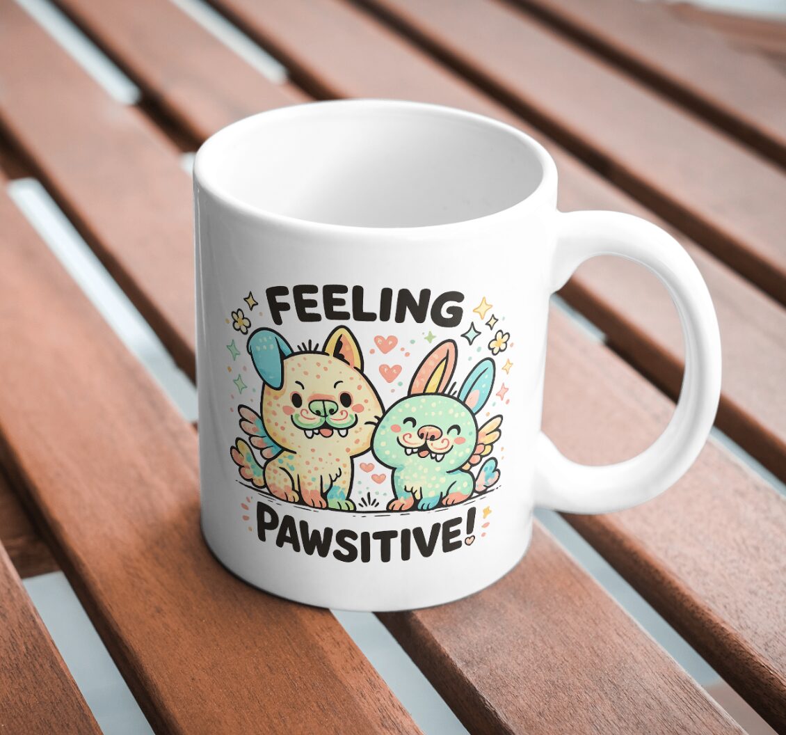 Feeling Pawsitive – Cute Cat Friends Mug