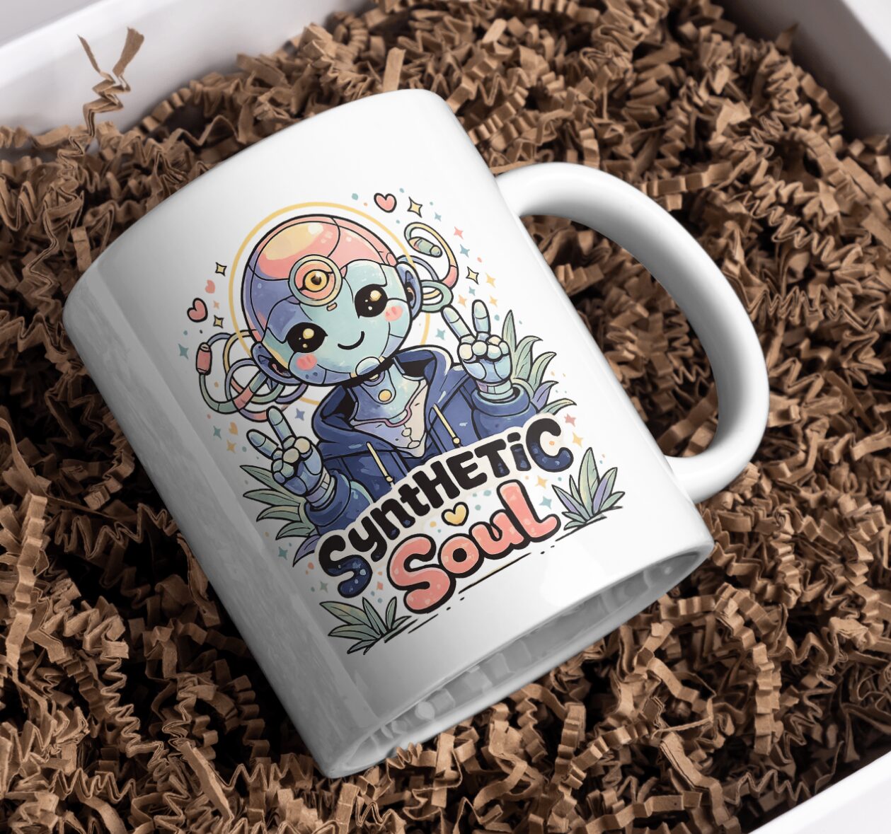 Synthetic Soul – Cute Cyberpunk Robot Mug