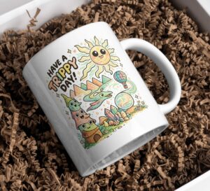 Have a Trippy Day Mug – Psychedelic Sun & Fantasy Mushroom Art