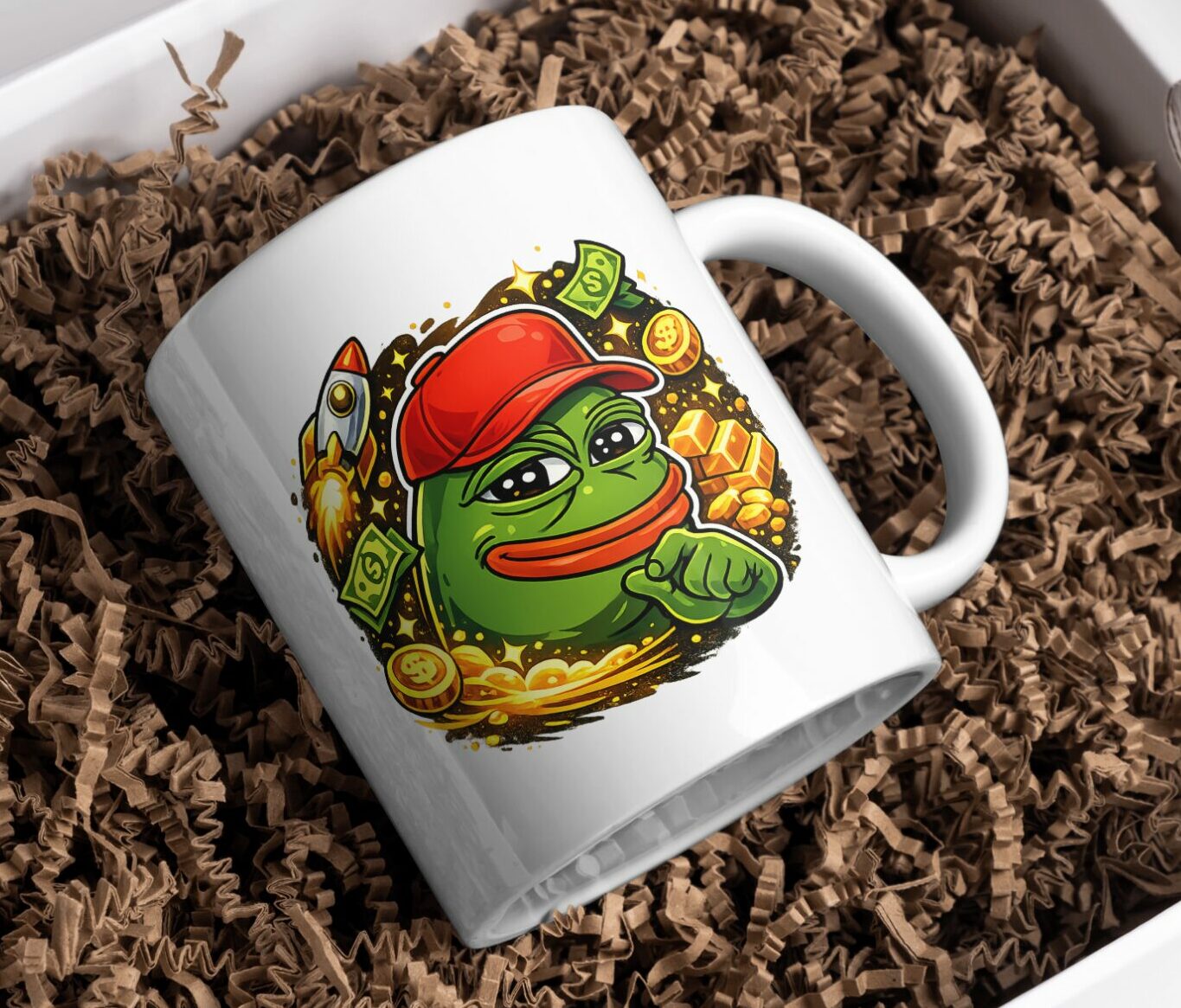 Pepe Crypto Millionaire Mug – Meme Coin Coffee Cup for Degens - Image 2