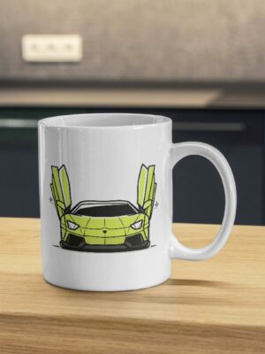 Lime Supercar Mug – Exotic Sports Car Door Up Design