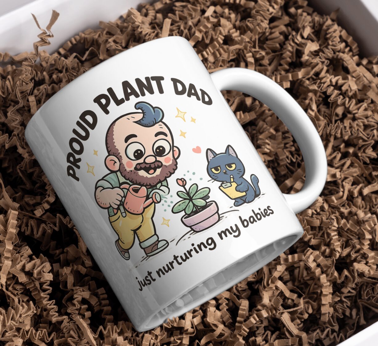 Proud Plant Dad Mug – Funny Gardening Cat Lover Design