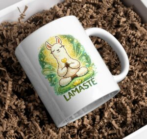Lamaste Meditating Llama Mug – Calm Yoga Zen Coffee Cup