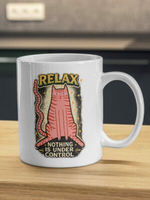 Relax Nothing Is Under Control Cat Mug – Funny Pink Kitty Cup