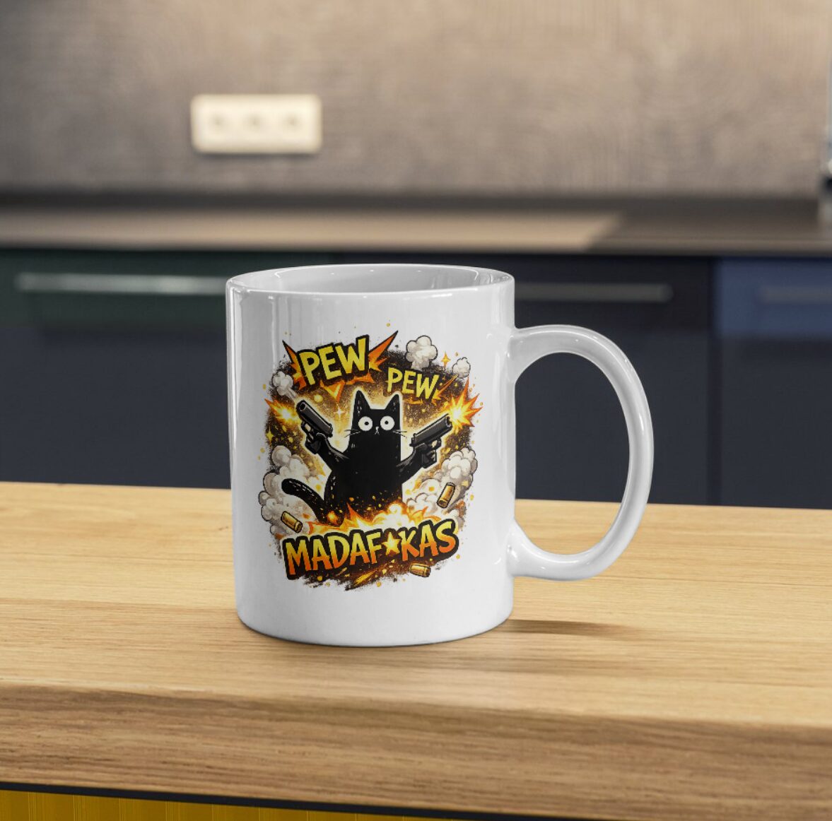 Pew Pew Madafkas Funny Cat Mug – Chaos Mode Coffee Cup
