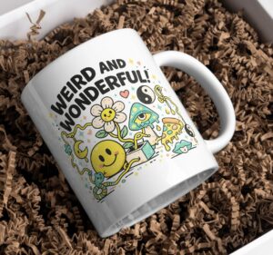 Weird and Wonderful Mug – Retro Pop Surreal Art