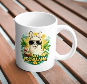 No Probllama Tropical Llama Mug – Summer Vibes & Chill Energy