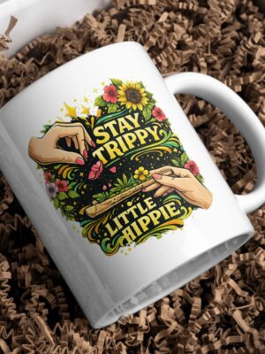 Stay Trippy Little Hippie Floral Art Mug
