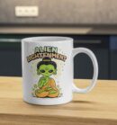 Alien Enlightenment Mug – Cosmic Buddha Alien Art