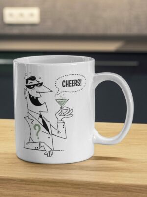 Cheers Mystery Mug – Noir Masked Character Cocktail Design