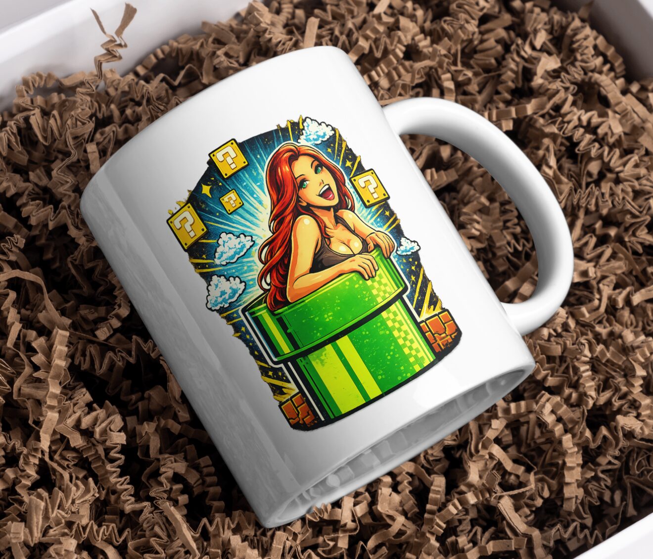 Retro Gamer Girl Pipe Pop Art Mug