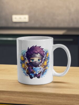 Cute Anime Ninja Dolphin Ceramic Coffee Mug