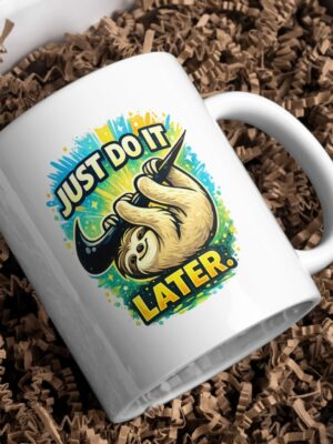 Just Do It Later Sloth Mug – Funny Procrastination Cup