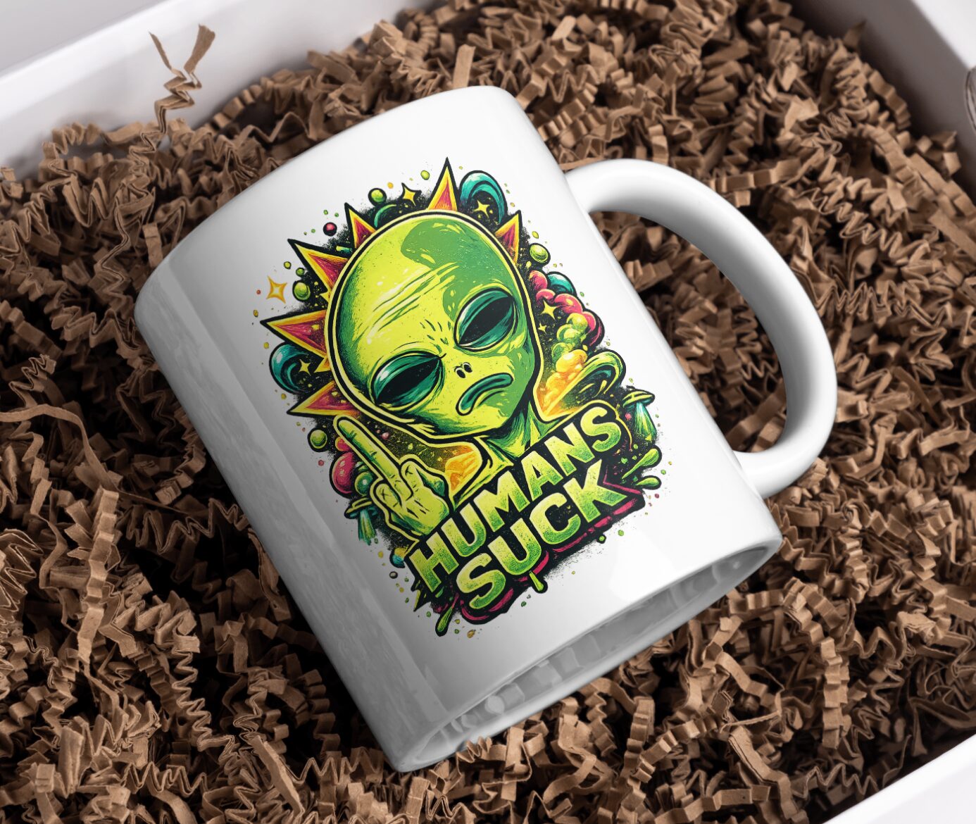 Humans Suck Alien Graphic Mug - Image 2