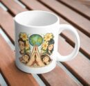 Earth Harmony Mug – Floral Globe & Mindfulness Art Design