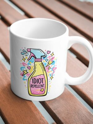 Idiot Repellent Spray Funny Sarcastic Mug