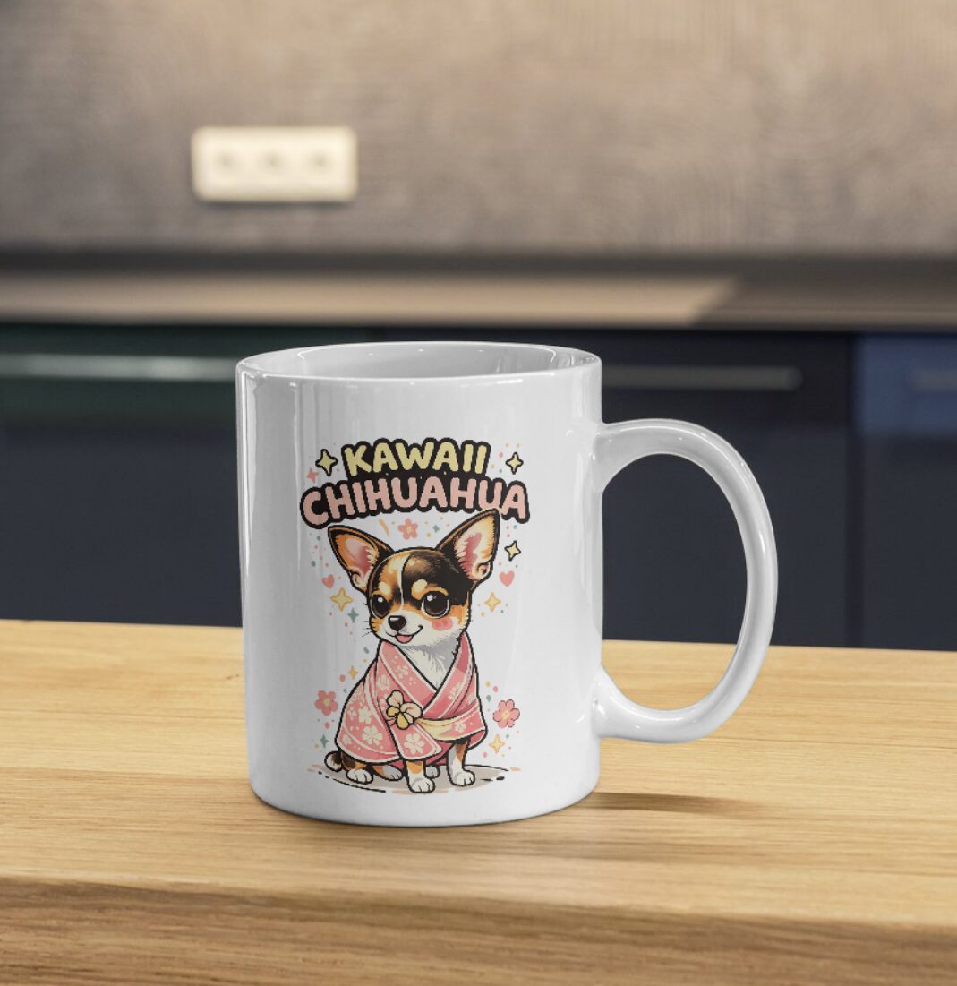 Kawaii Chihuahua Mug – Cute Kimono Puppy Design