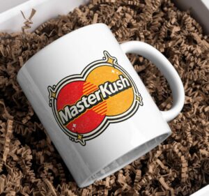 Master Kush Retro Mug – Vintage Badge Cannabis Design