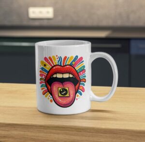 Psychedelic Lips Mug – Trippy Pop Art Acid Design