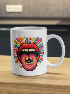 Psychedelic Lips Mug – Trippy Pop Art Acid Design