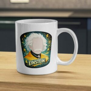 Einstein Genius Mug – Lightning & Atom Science Coffee Cup