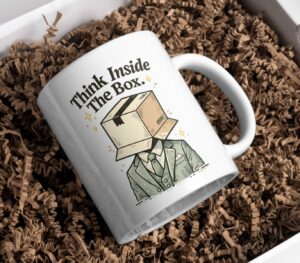 Think Inside the Box Mug – Box Head Business Humor Design