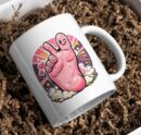 Pink Peace Finger Mug – Playful Hand Illustration Design