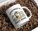 Department of Crazy Ideas Mug – Cute Penguin Scientist Desk Design