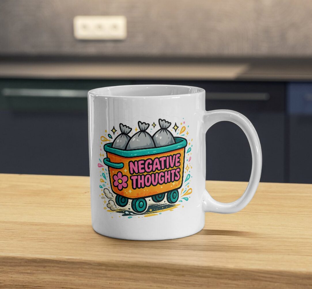 Negative Thoughts Trash Cartoon Mug