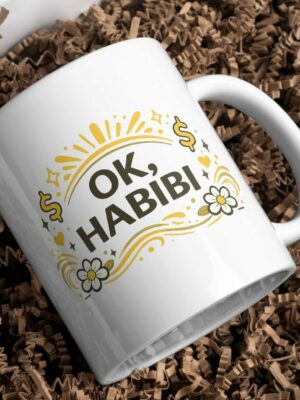 OK, Habibi Mug – Gold Sparkle Arabic Slang Aesthetic Coffee Cup