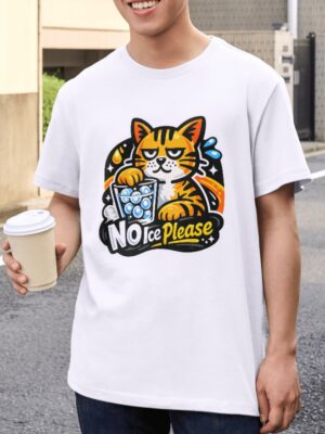 No Ice Please Cat – Grumpy Cat Funny Unisex T-Shirt (100% Cotton) – Premium Graphic Tee