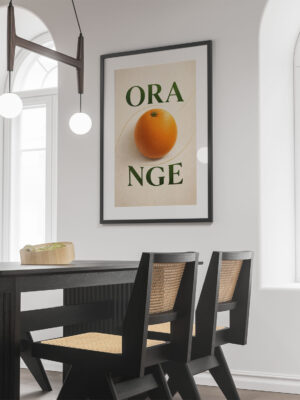 Orange Typography Wall Art Print – Minimal Kitchen Decor