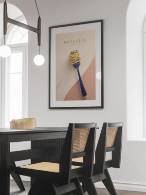 Pasta Club Wall Art Print – Minimalist Food Illustration with Fork