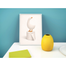 Goose on Toilet Wall Art Print – Absurd Minimalist Bathroom Illustration