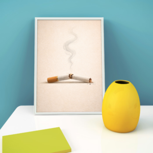 Broken Cigarette Wall Art Print – Minimal Anti-Smoking Illustration