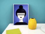 Minimal Portrait with Glasses Wall Art Print – Modern Graphic Illustration