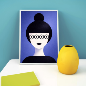 Minimal Portrait with Glasses Wall Art Print – Modern Graphic Illustration