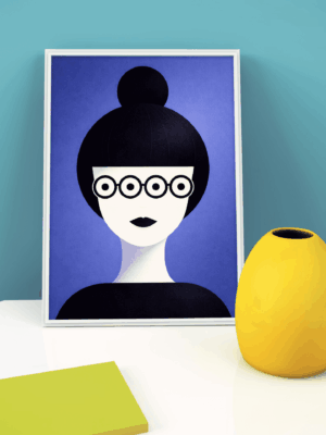 Minimal Portrait with Glasses Wall Art Print – Modern Graphic Illustration