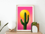 Solar Cactus – Vibrant Desert Minimalist Wall Art Print