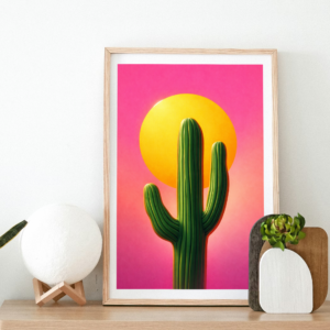 Solar Cactus – Vibrant Desert Minimalist Wall Art Print