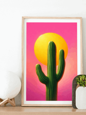 Solar Cactus – Vibrant Desert Minimalist Wall Art Print